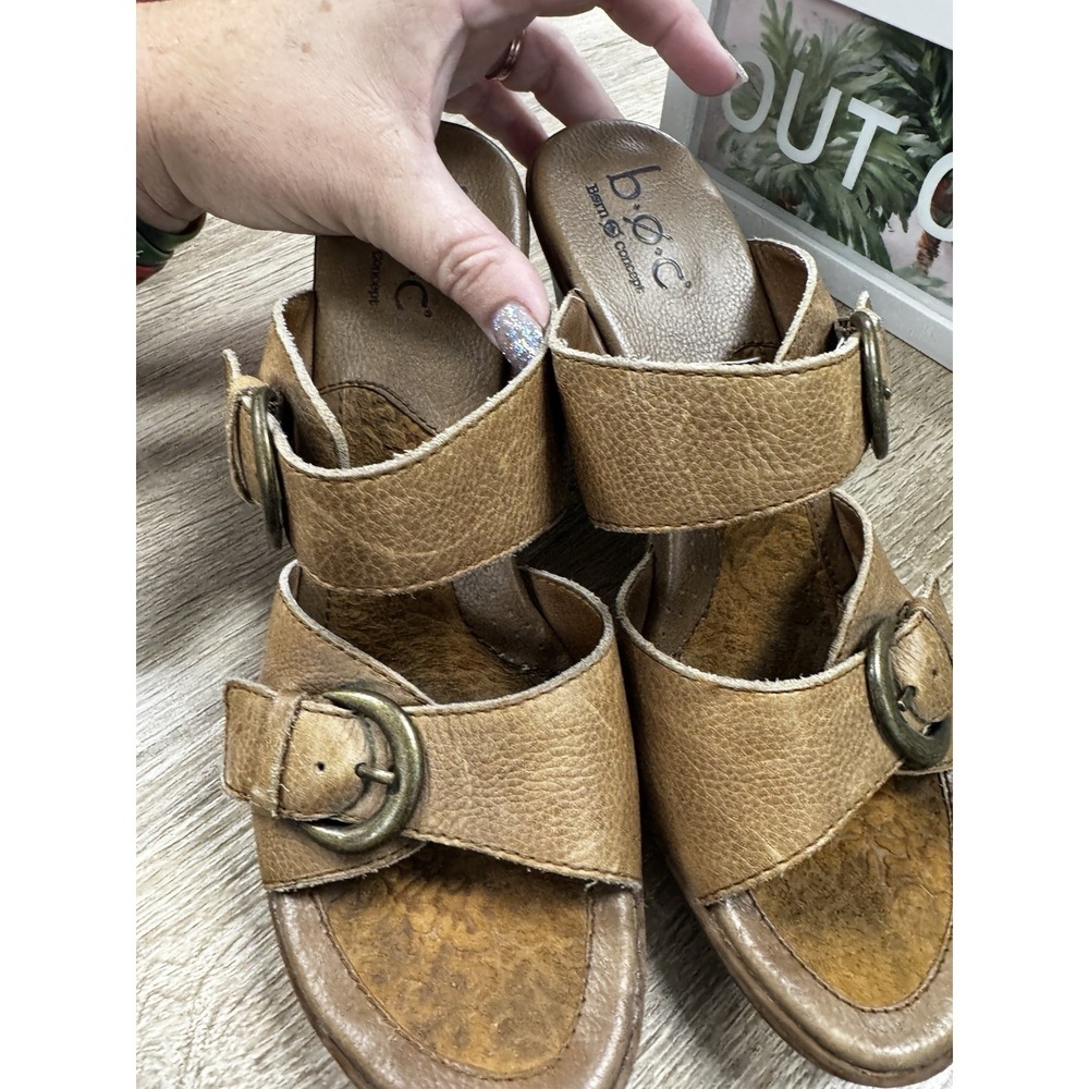 BOC classic tan chunky heels size 10 women's y2k summer chugy shoes GC SB16